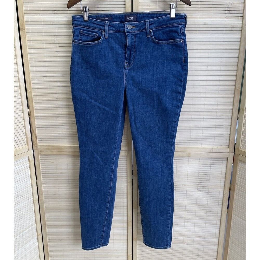 NYDJ Ami Skinny Ankle Jeans Womens 10 Blue Dark Wash Lift Tuck Stretch